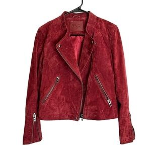 Blank NYC Women's Leather Suede Moto Biker Jacket in Ruby Red #73K-9114NO Sz S